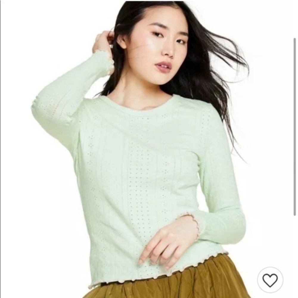 Sandy Liang x Target Mint Green Pointelle Long Sleeve Top